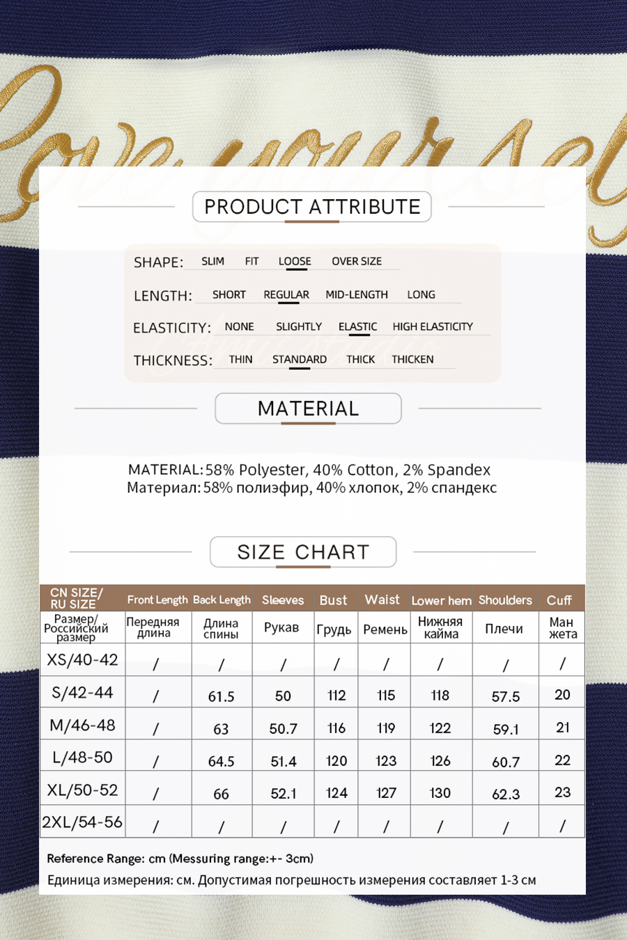 Letter Embroidered Striped Sweatshirt