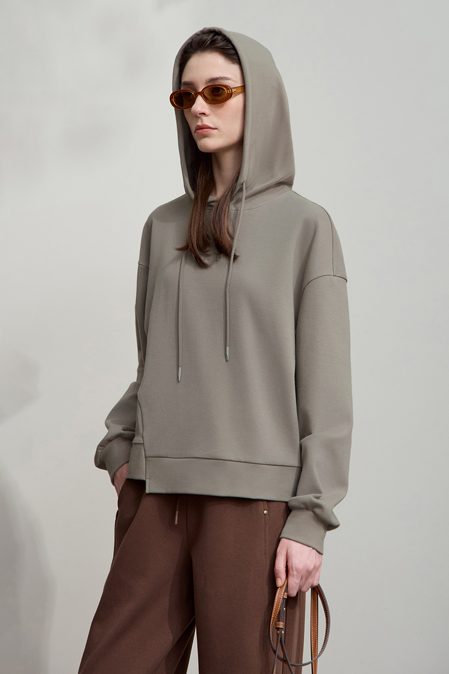 Hooded Letter Embroidered Cotton Hoodie|AMII-AMII.com