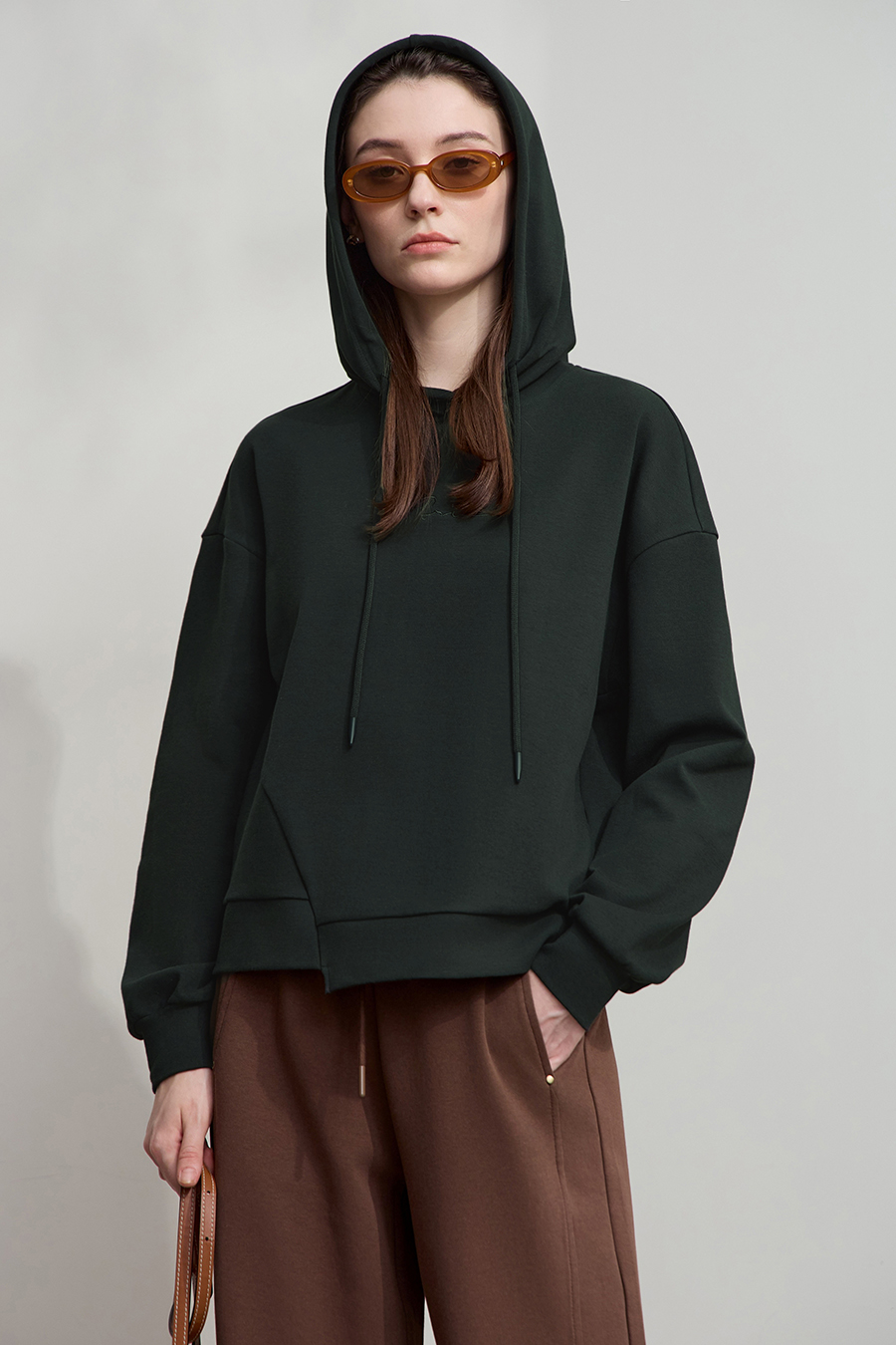 Hooded Letter Embroidered Cotton Hoodie|AMII-AMII.com