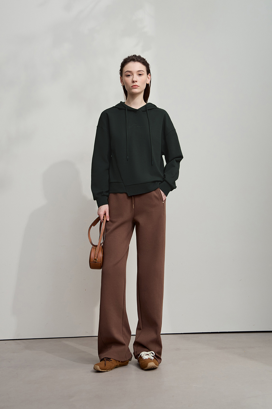 Hooded Letter Embroidered Cotton Hoodie|AMII-AMII.com