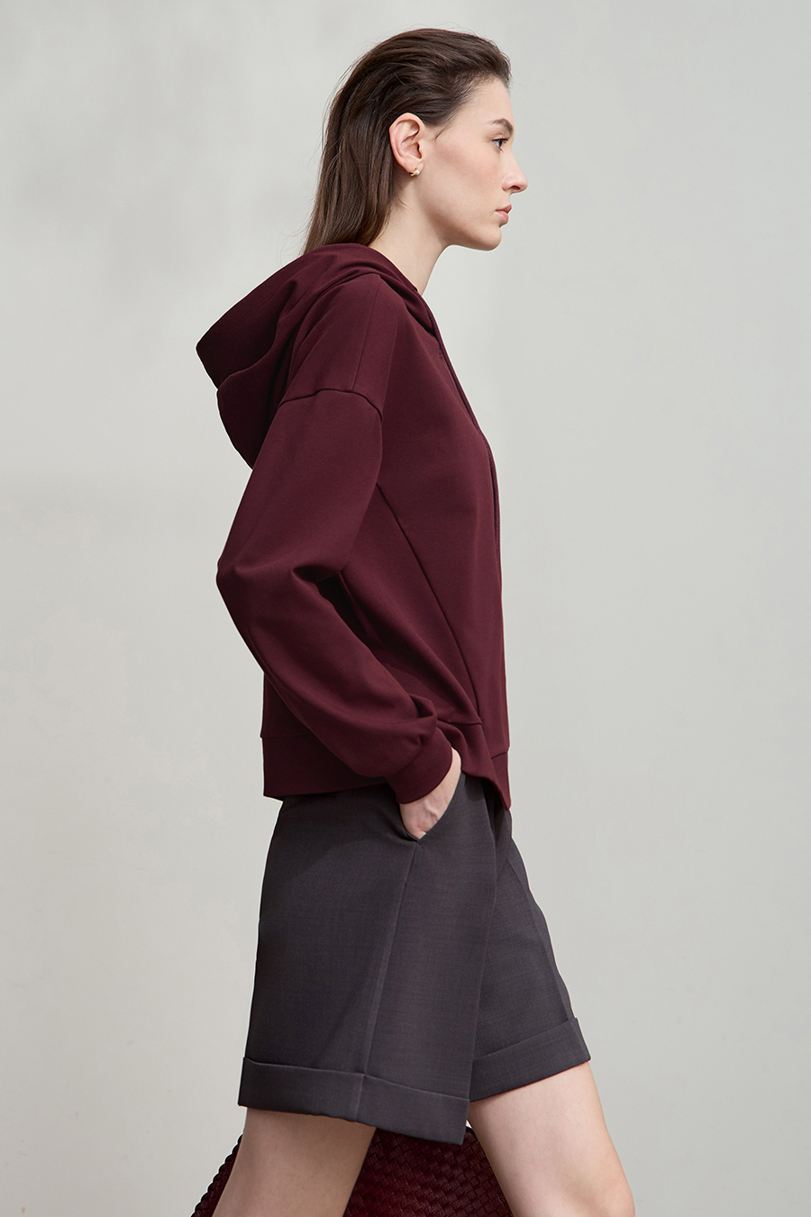 Hooded Letter Embroidered Cotton Hoodie|AMII-AMII.com