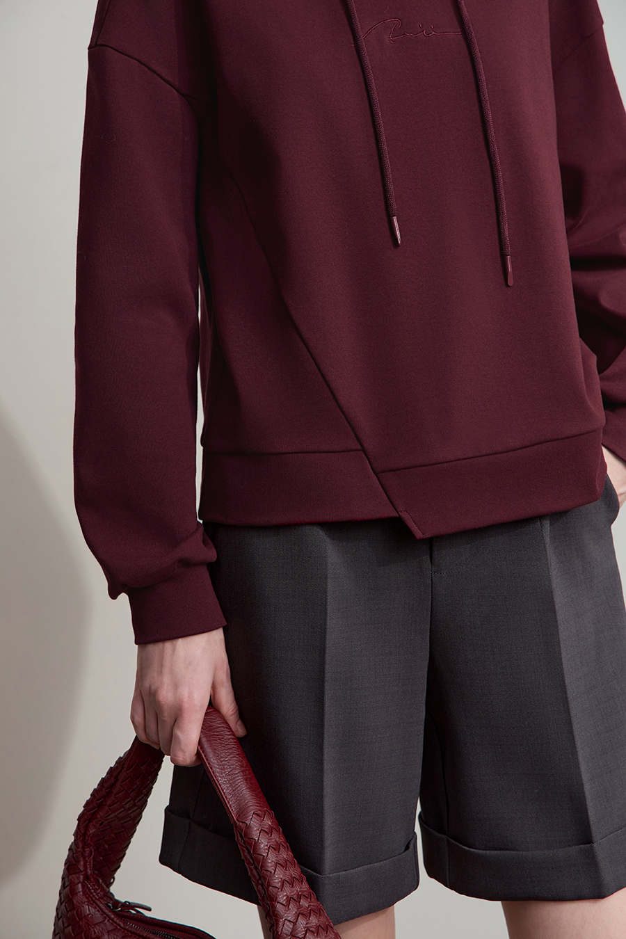 Hooded Letter Embroidered Cotton Hoodie|AMII-AMII.com