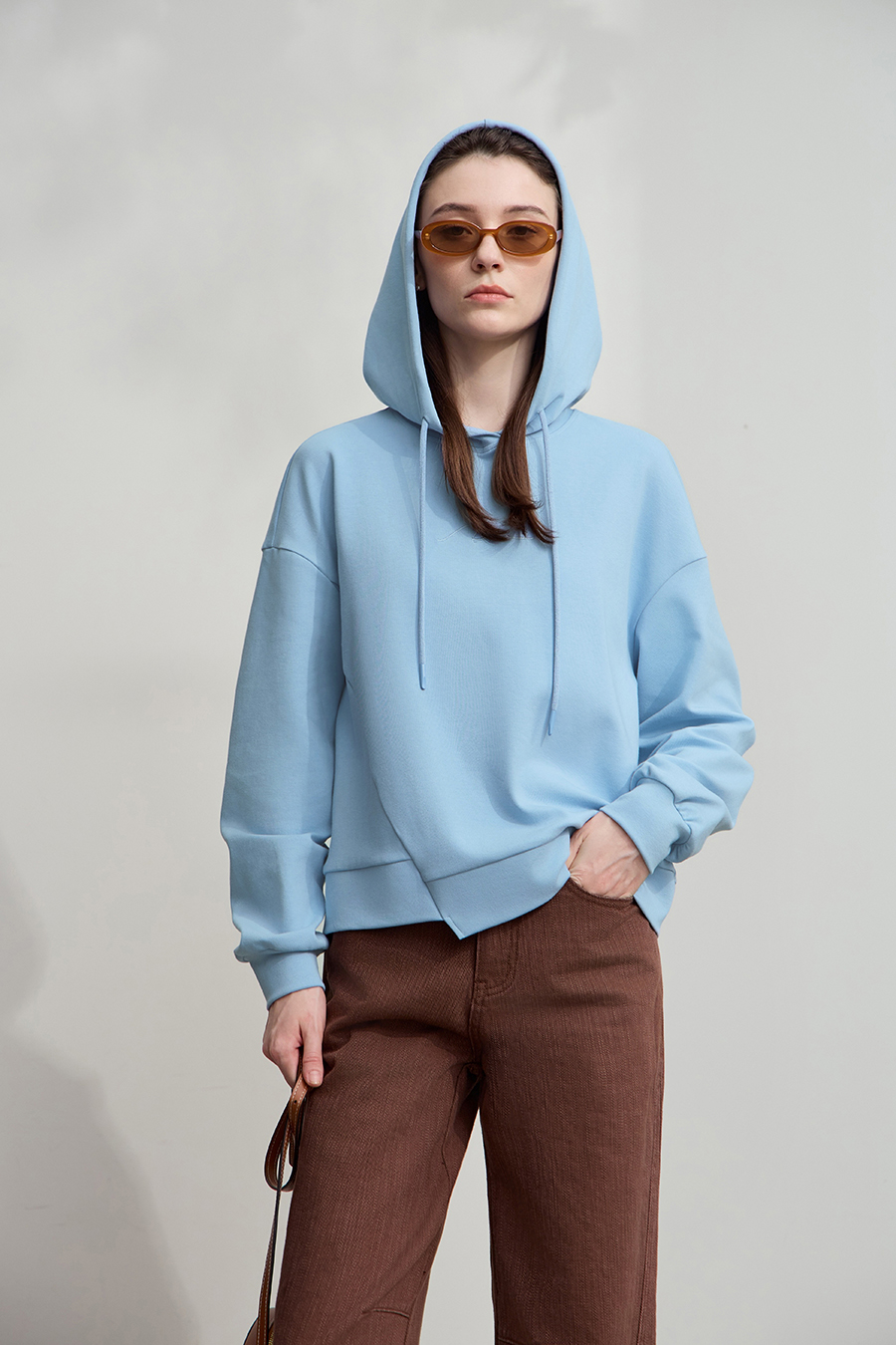 Hooded Letter Embroidered Cotton Hoodie|AMII-AMII.com