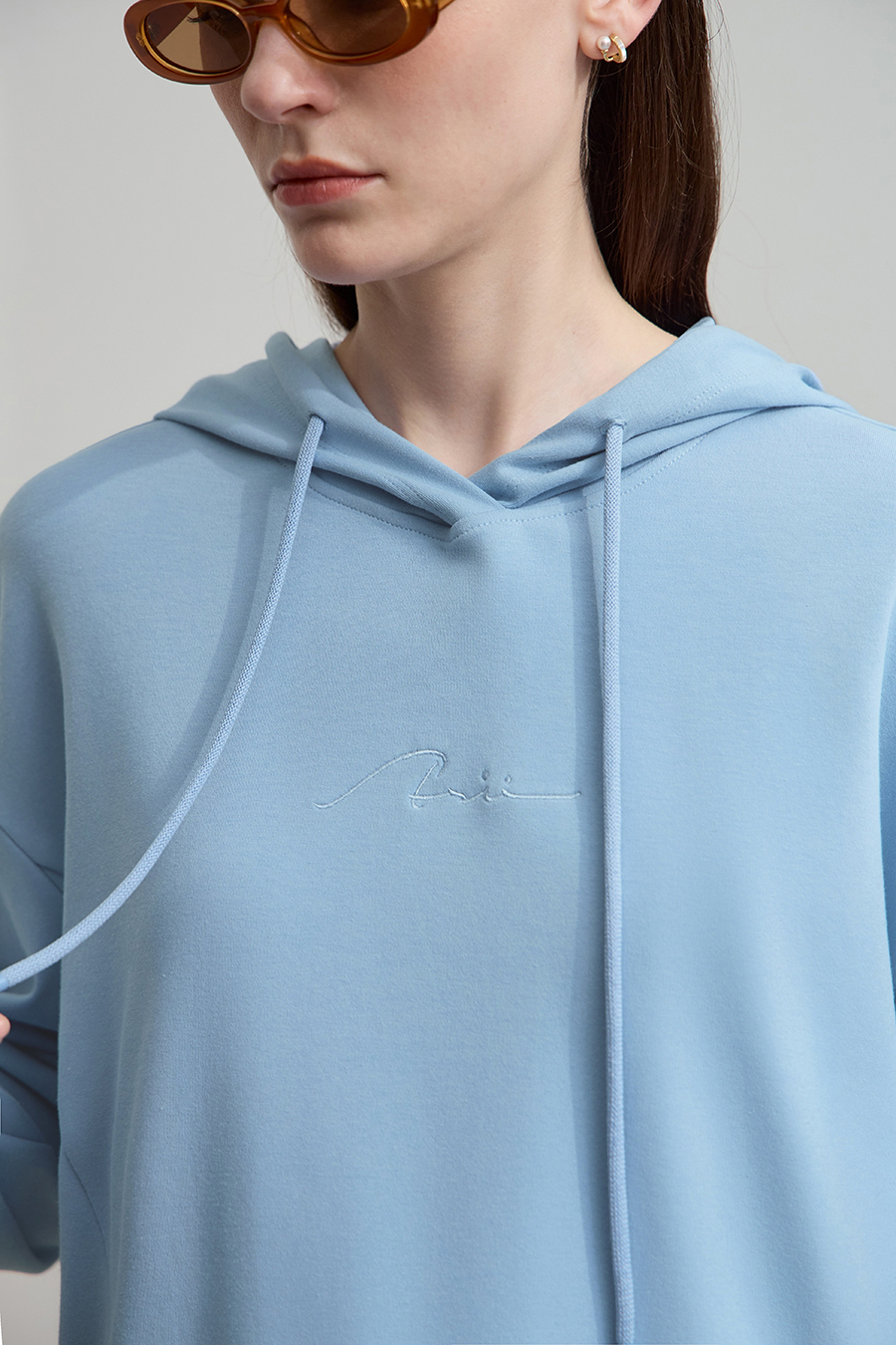 Hooded Letter Embroidered Cotton Hoodie|AMII-AMII.com