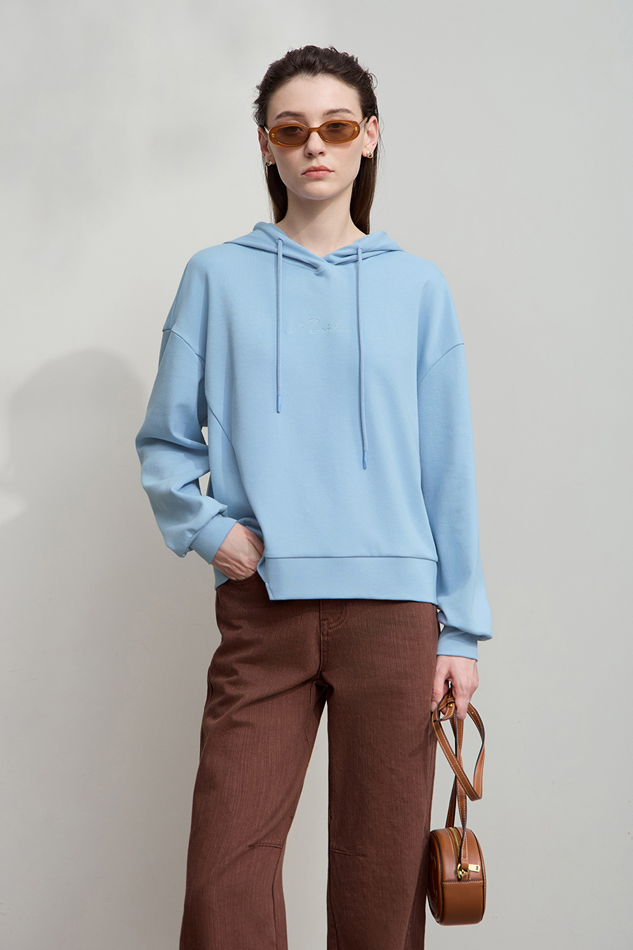 Hooded Letter Embroidered Cotton Hoodie|AMII-AMII.com