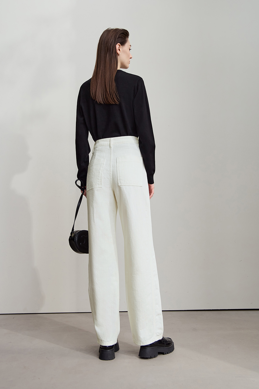 All - Cotton Wide - leg Denim Long Pants|AMII-AMII.com