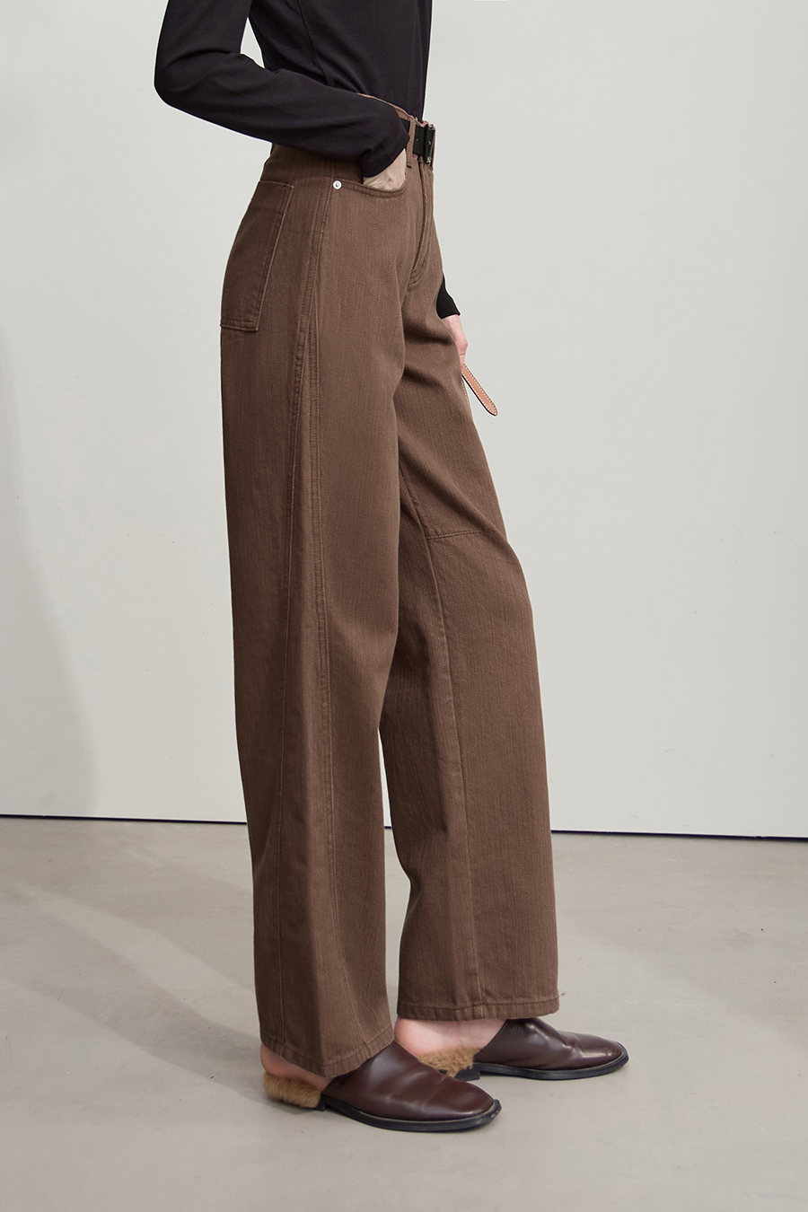 All - Cotton Wide - leg Denim Long Pants|AMII-AMII.com