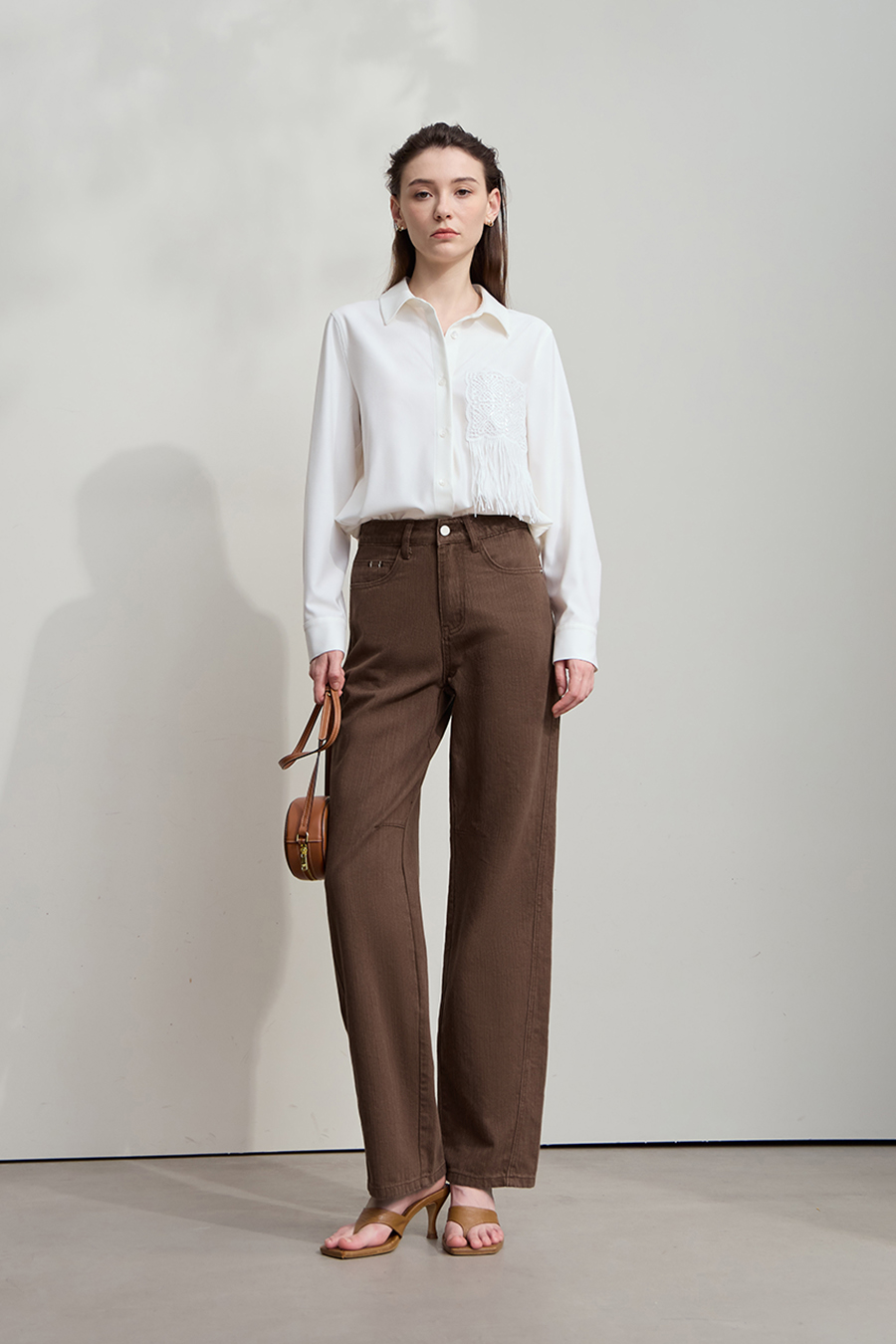 All - Cotton Wide - leg Denim Long Pants|AMII-AMII.com