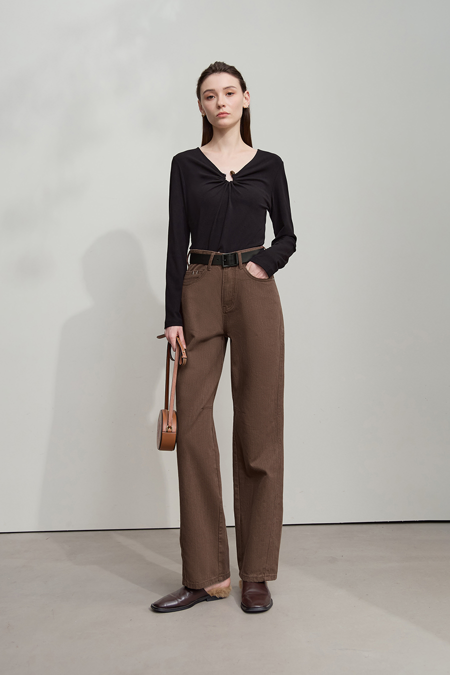 All - Cotton Wide - leg Denim Long Pants|AMII-AMII.com