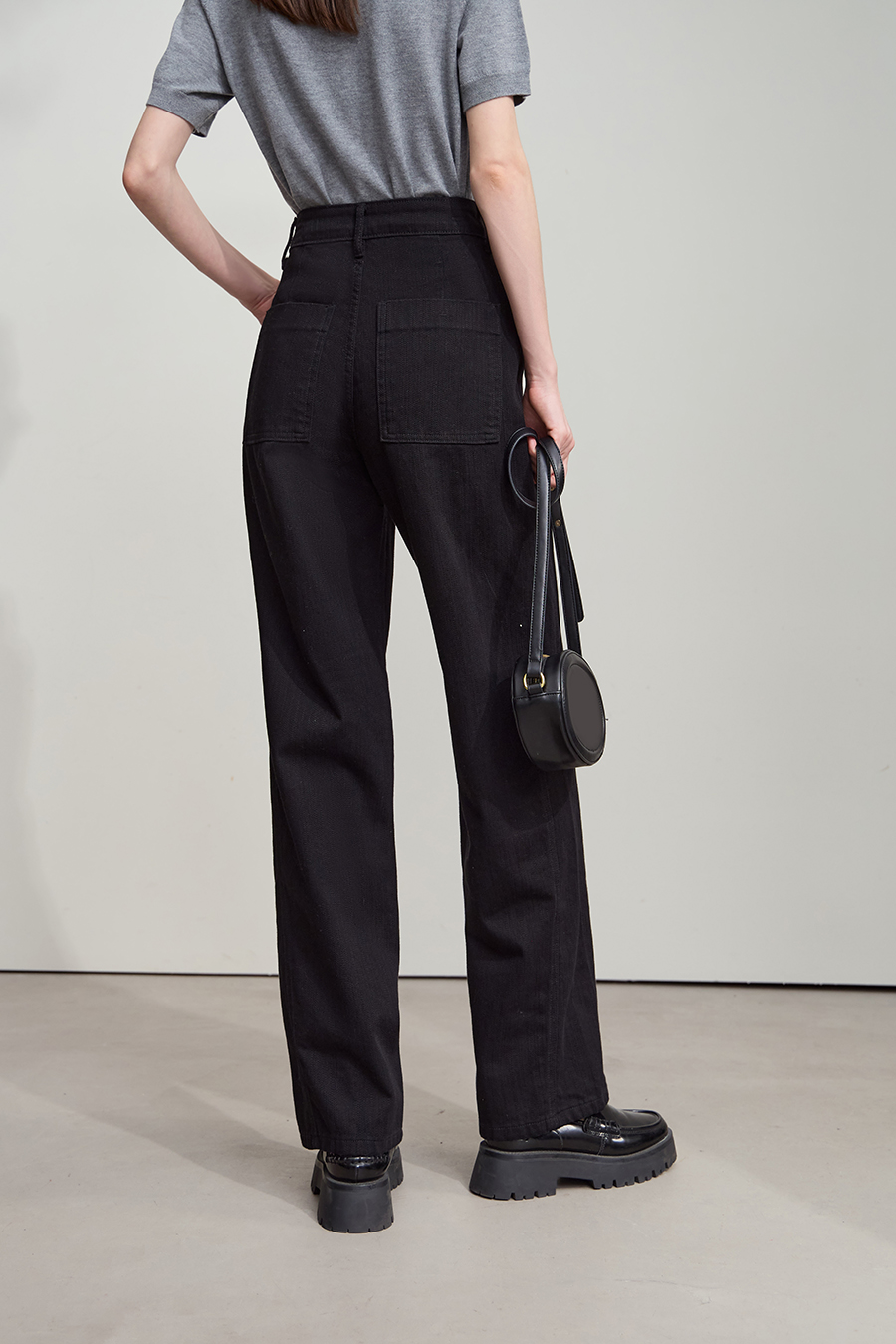 All - Cotton Wide - leg Denim Long Pants|AMII-AMII.com