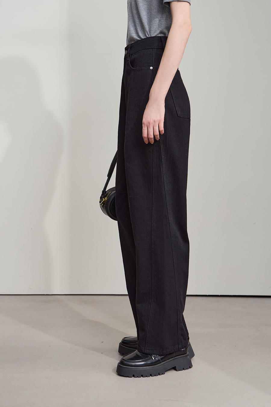 All - Cotton Wide - leg Denim Long Pants|AMII-AMII.com