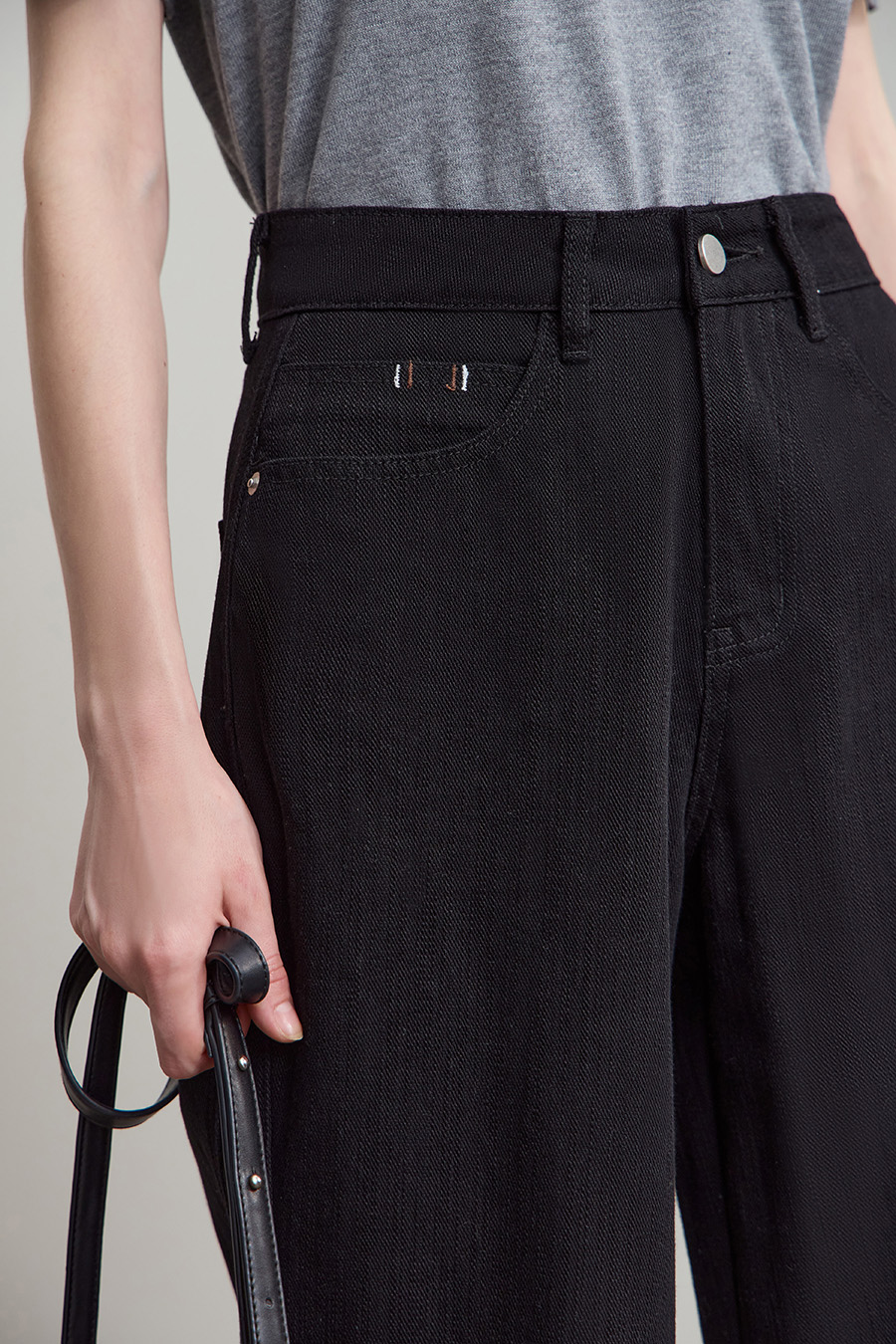 All - Cotton Wide - leg Denim Long Pants|AMII-AMII.com