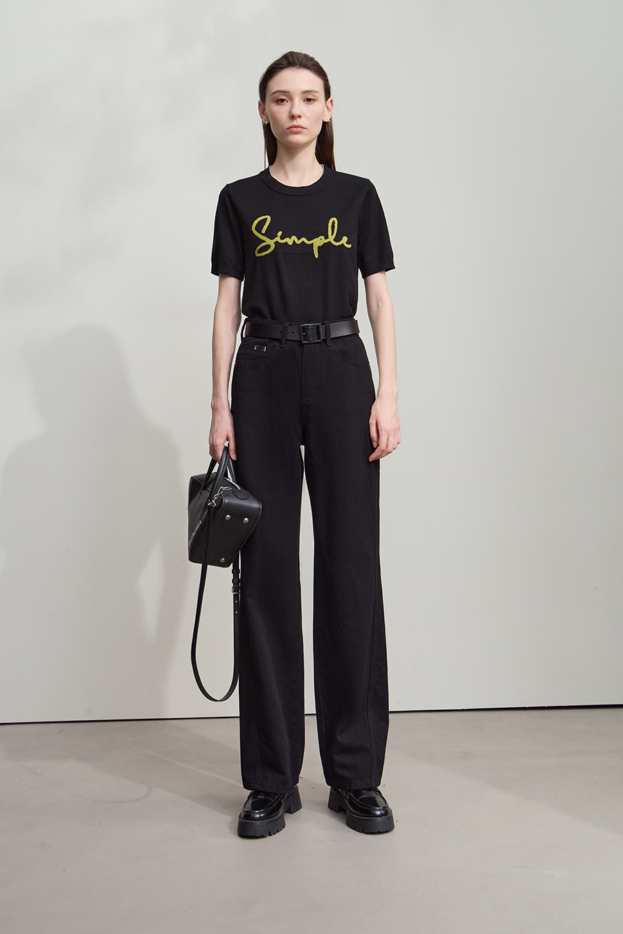 All - Cotton Wide - leg Denim Long Pants|AMII-AMII.com