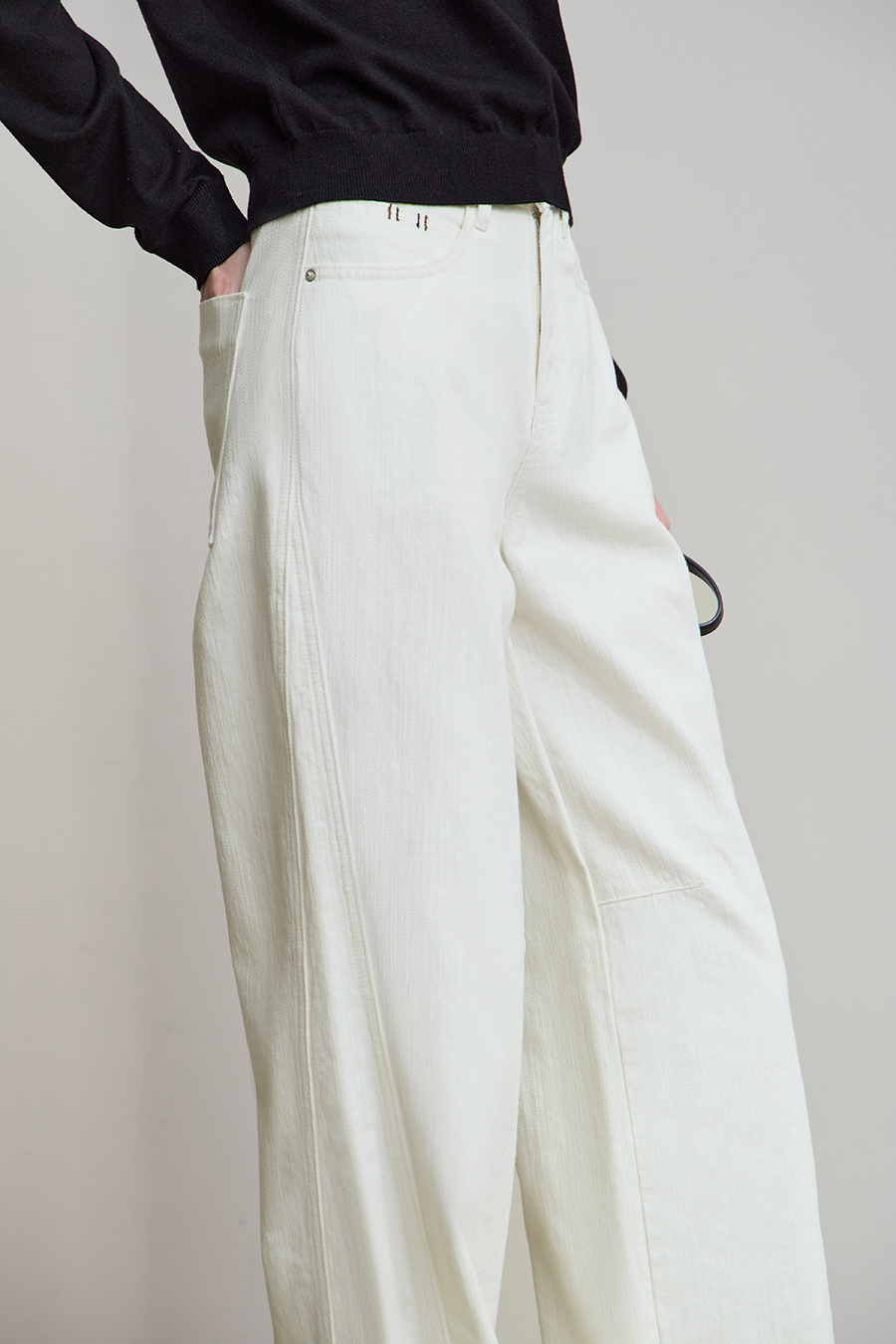 All - Cotton Wide - leg Denim Long Pants|AMII-AMII.com
