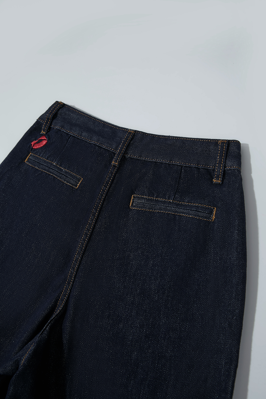 Embroidered Wide-leg Denim Trousers