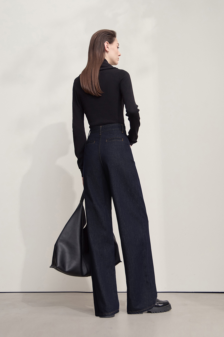 Embroidered Wide-leg Denim Trousers