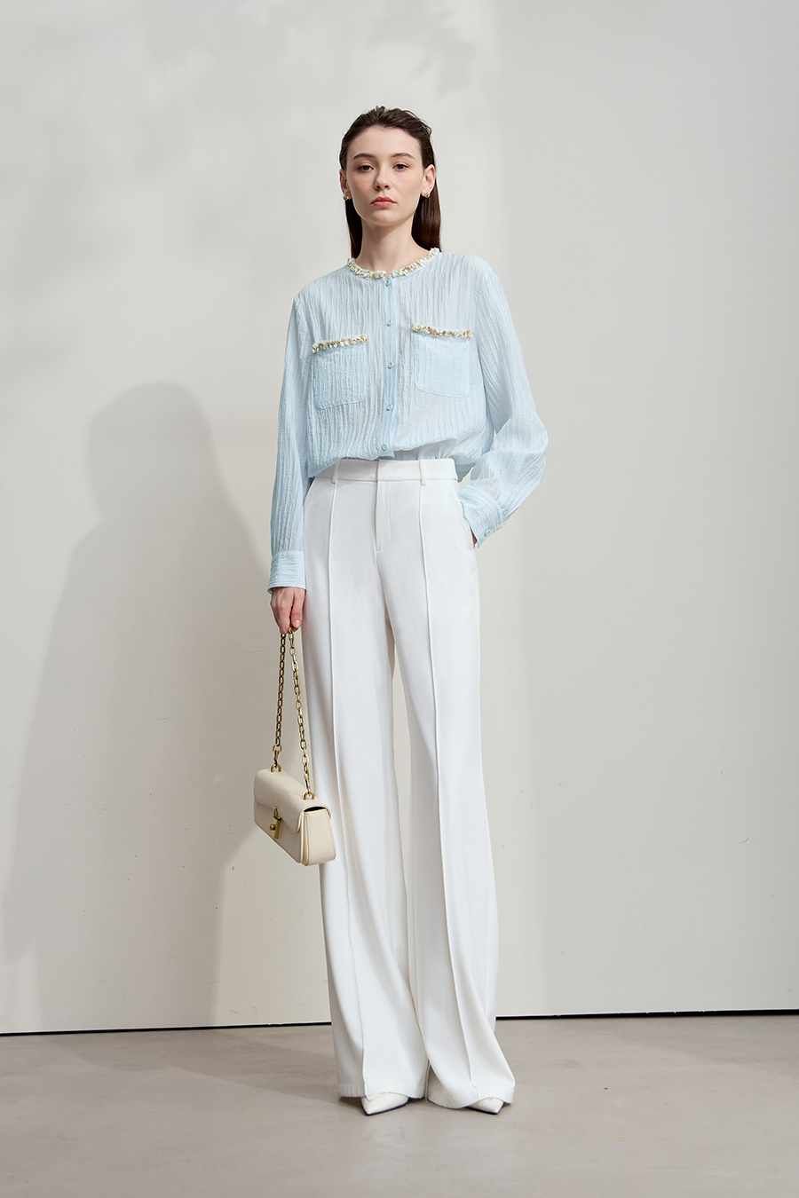 Tweed-Style Ribbon Acetate Shirt