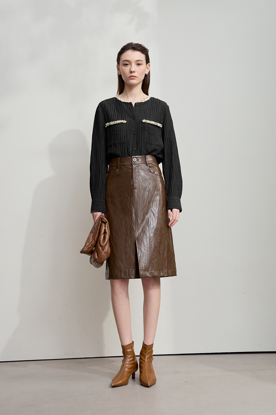 Tweed-Style Ribbon Acetate Shirt