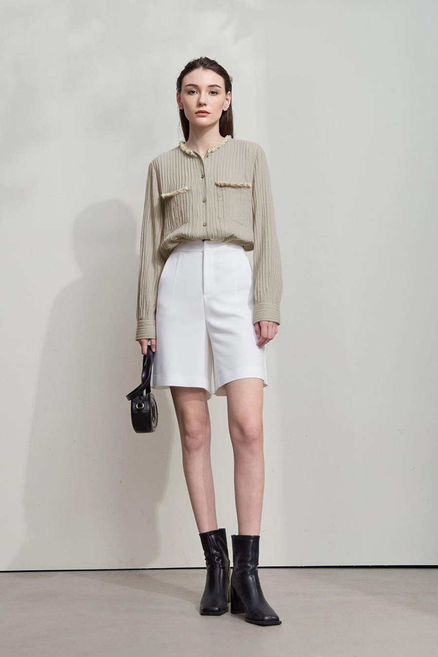 Tweed-Style Ribbon Acetate Shirt