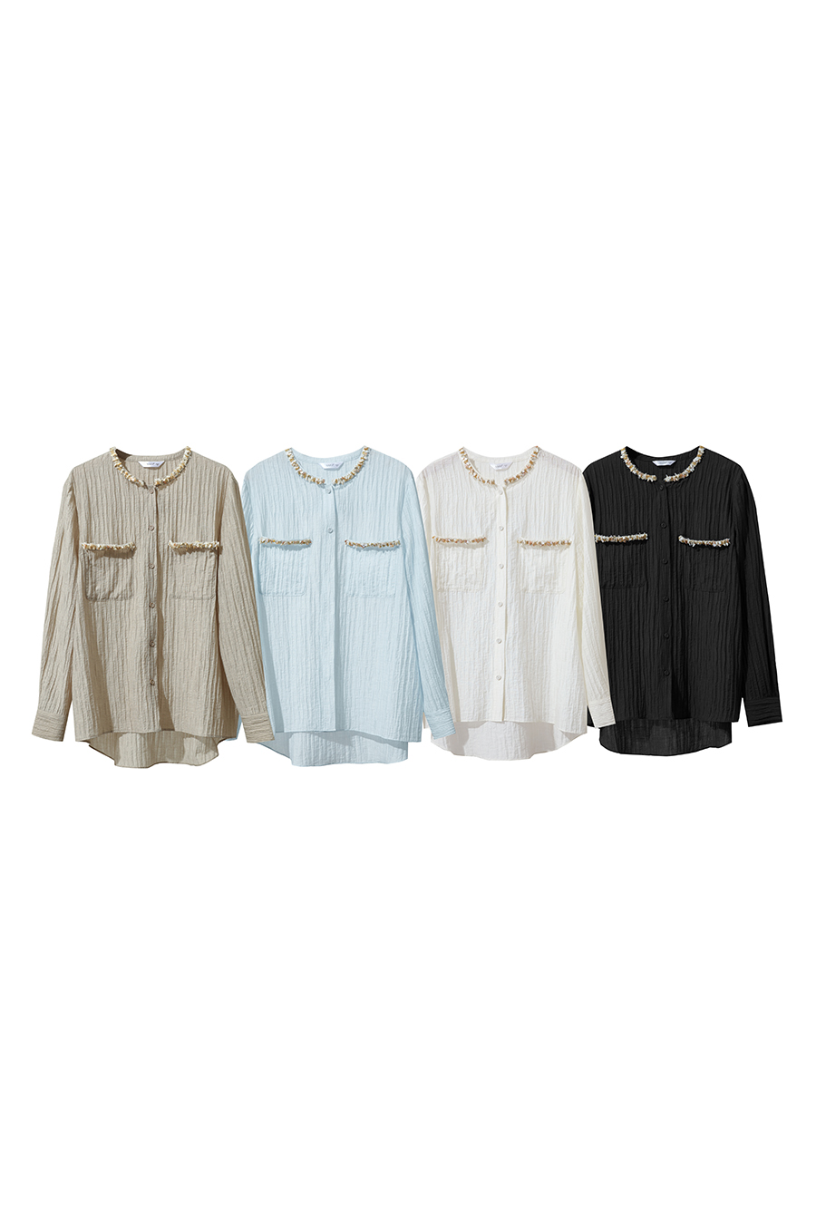 Tweed-Style Ribbon Acetate Shirt