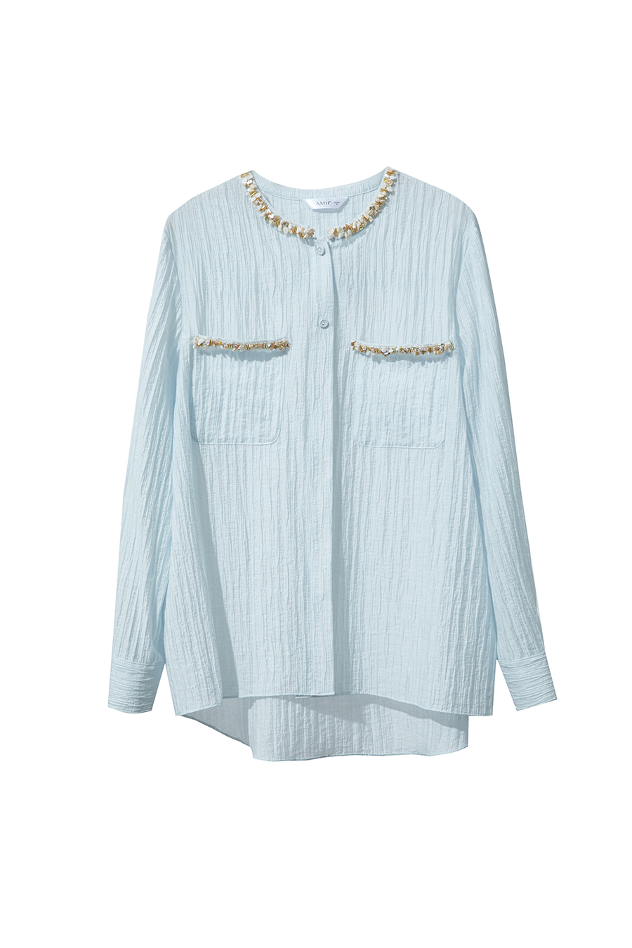 Tweed-Style Ribbon Acetate Shirt