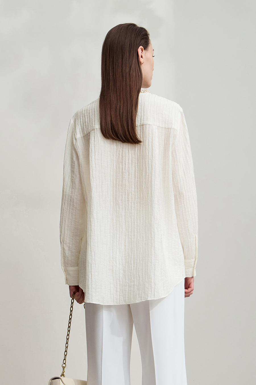 Tweed-Style Ribbon Acetate Shirt