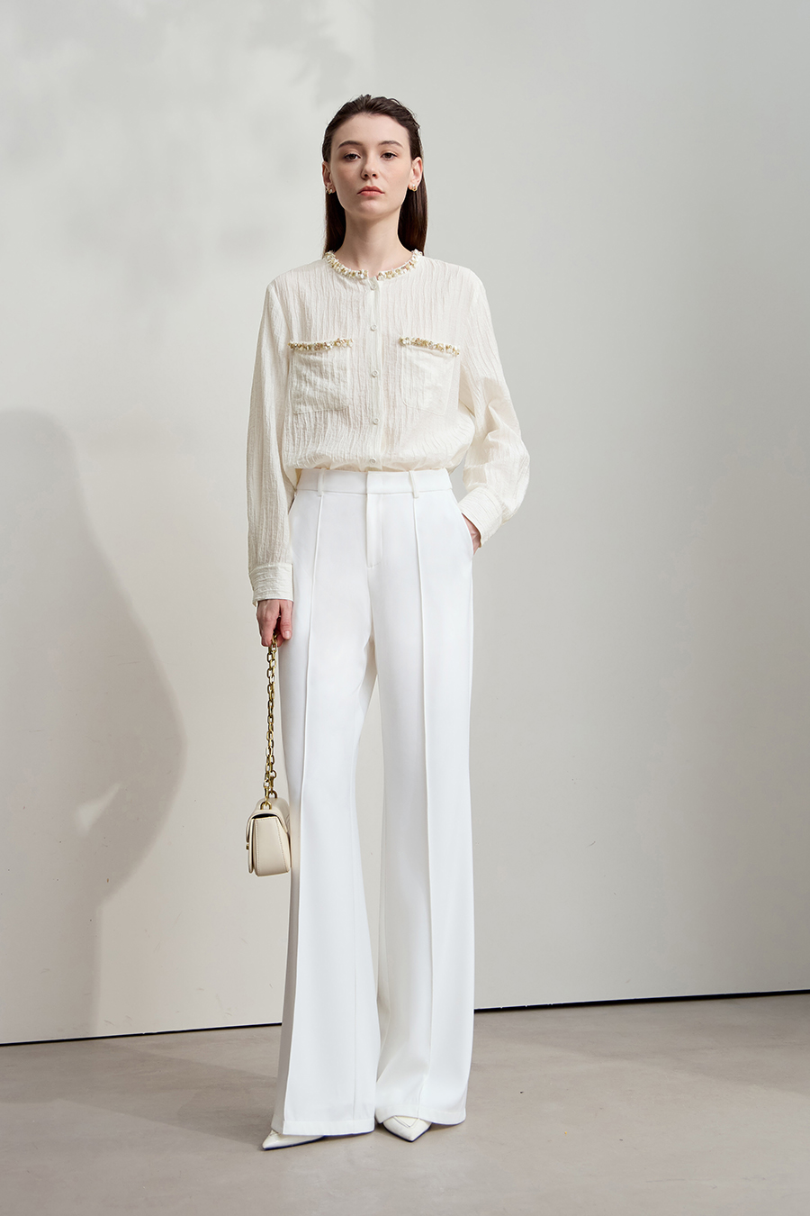 Tweed-Style Ribbon Acetate Shirt