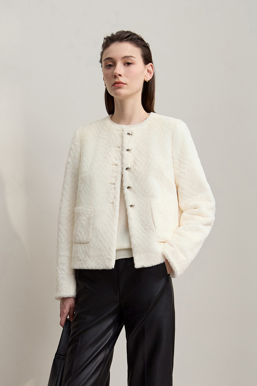 Luxuriously Warm Crew Neck Fleece Coat