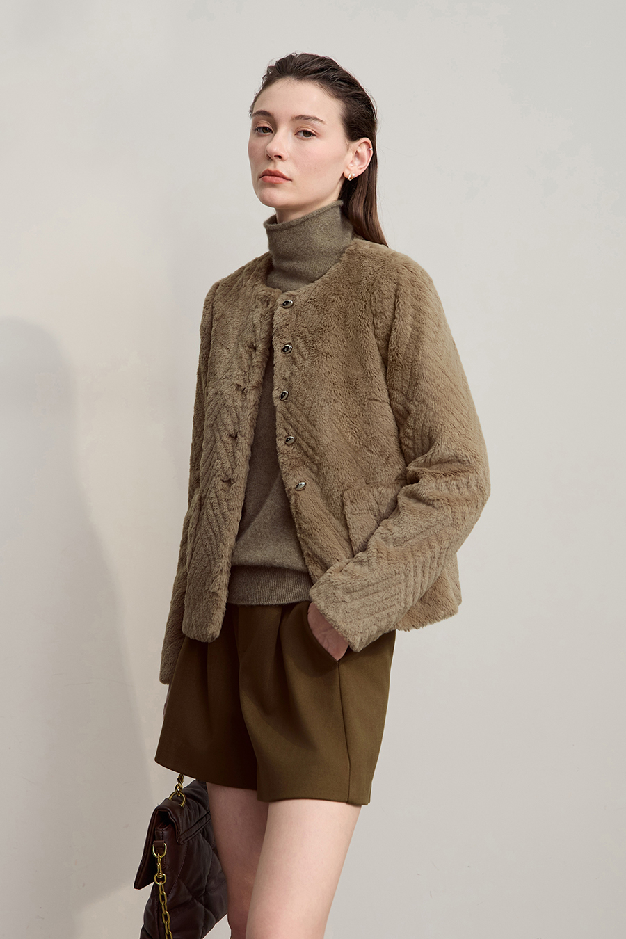 Luxuriously Warm Crew Neck Fleece Coat