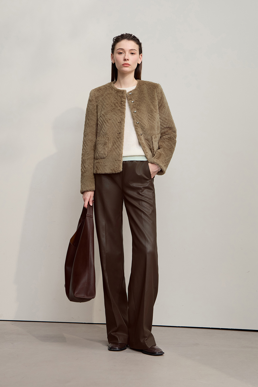 Luxuriously Warm Crew Neck Fleece Coat