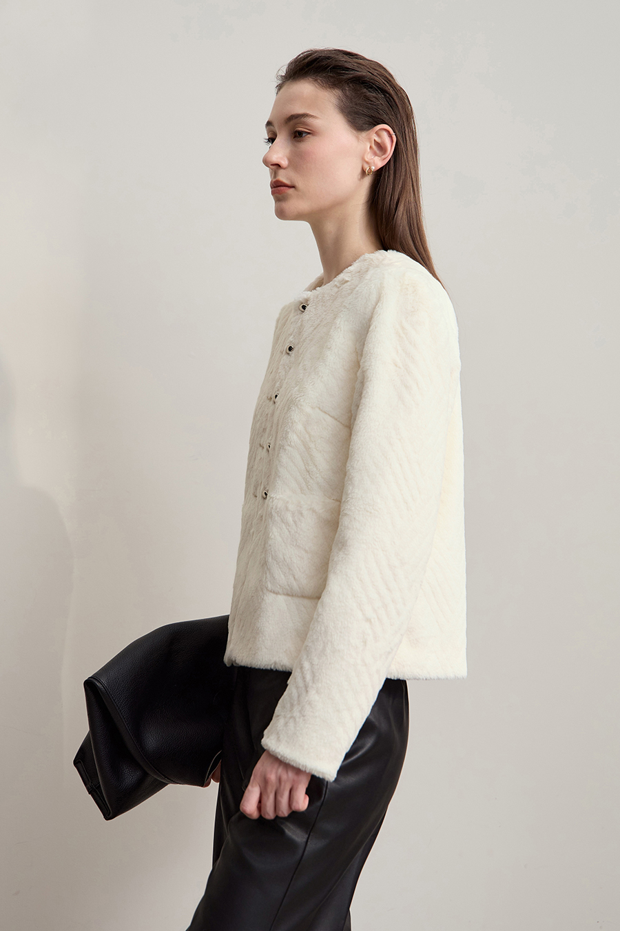 Luxuriously Warm Crew Neck Fleece Coat