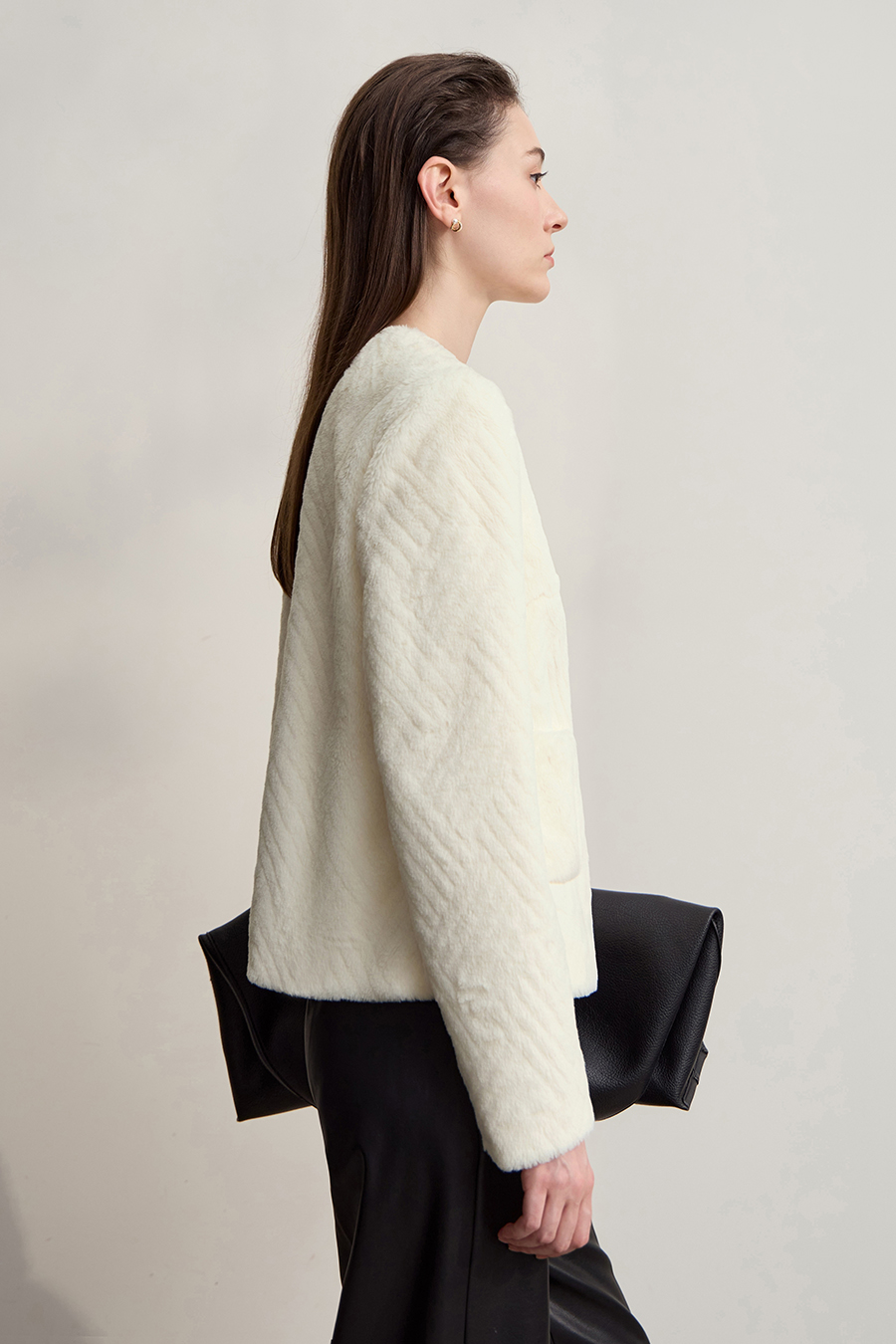 Luxuriously Warm Crew Neck Fleece Coat