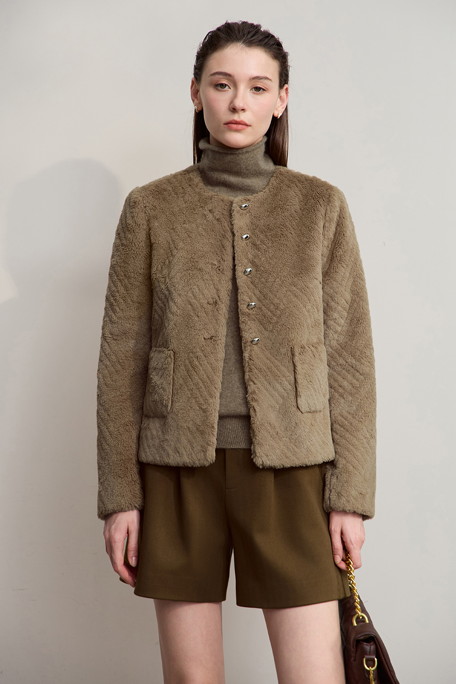 Luxuriously Warm Crew Neck Fleece Coat