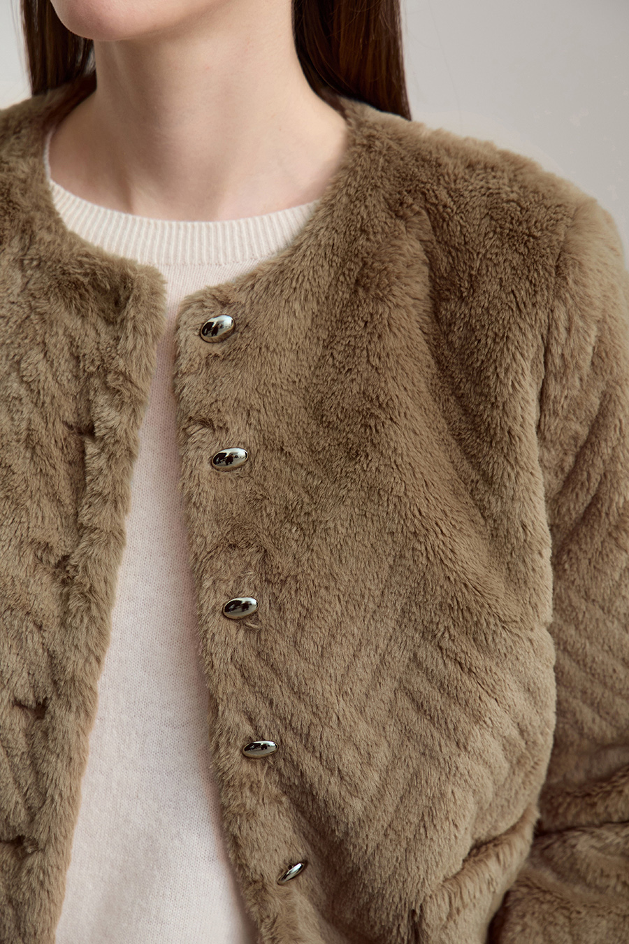 Luxuriously Warm Crew Neck Fleece Coat