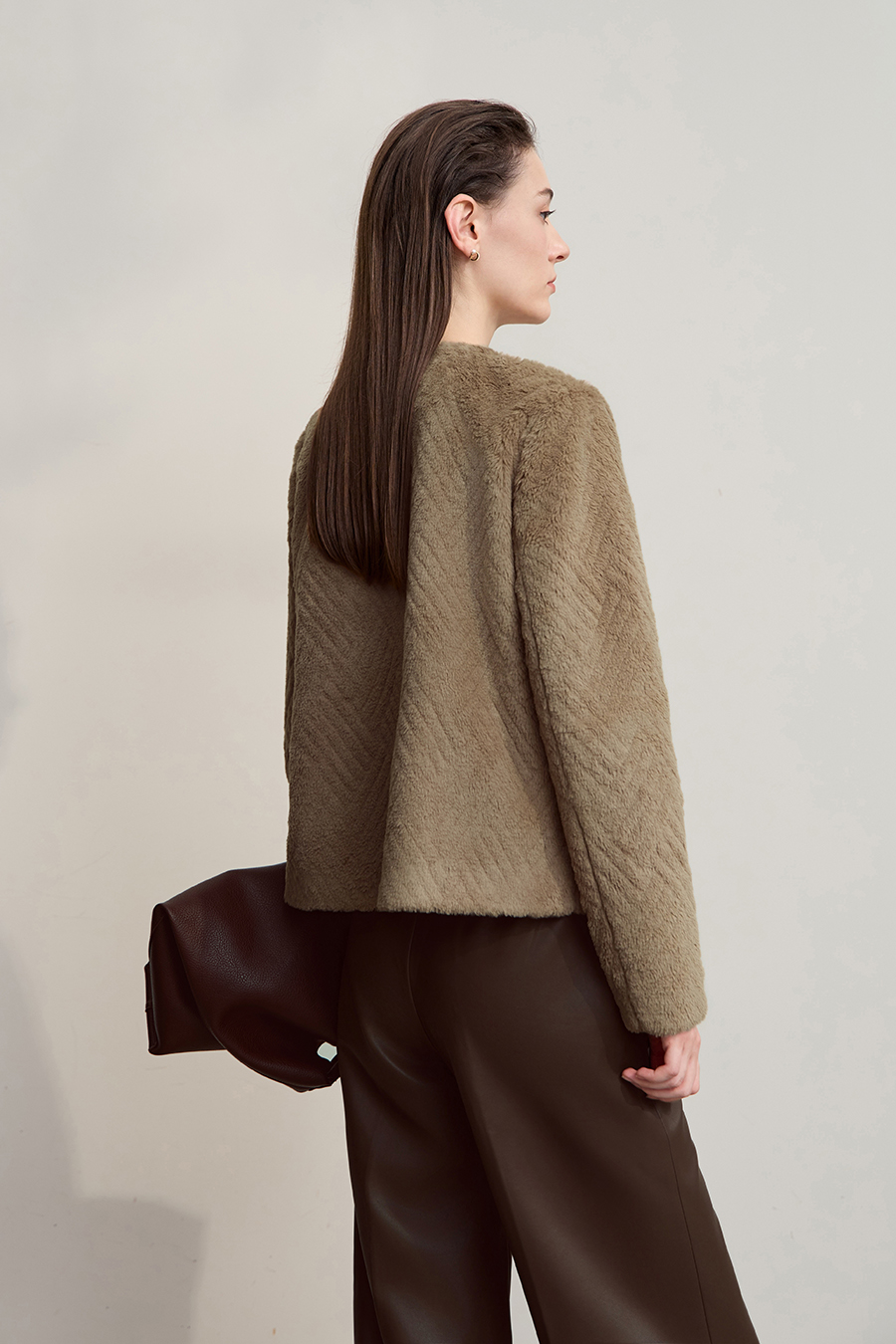 Luxuriously Warm Crew Neck Fleece Coat