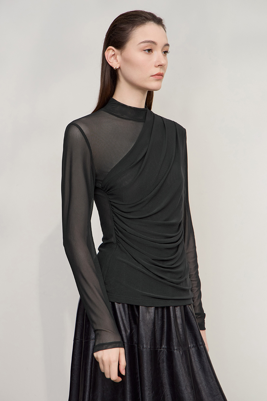 Elastic Mesh Slim T - Shirt|AMII-AMII.com