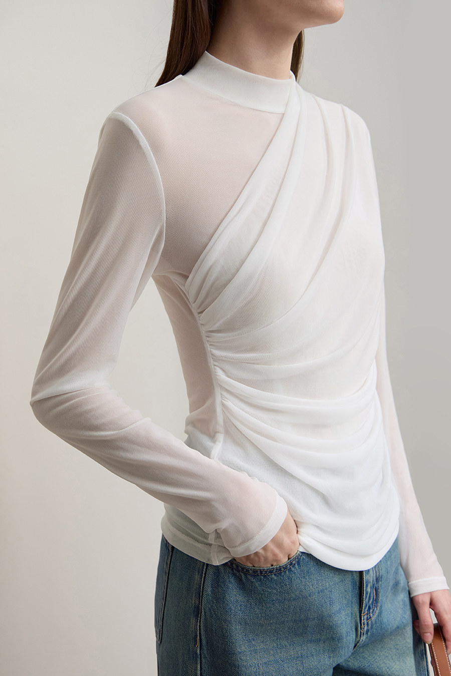 Elastic Mesh Slim T - Shirt|AMII-AMII.com