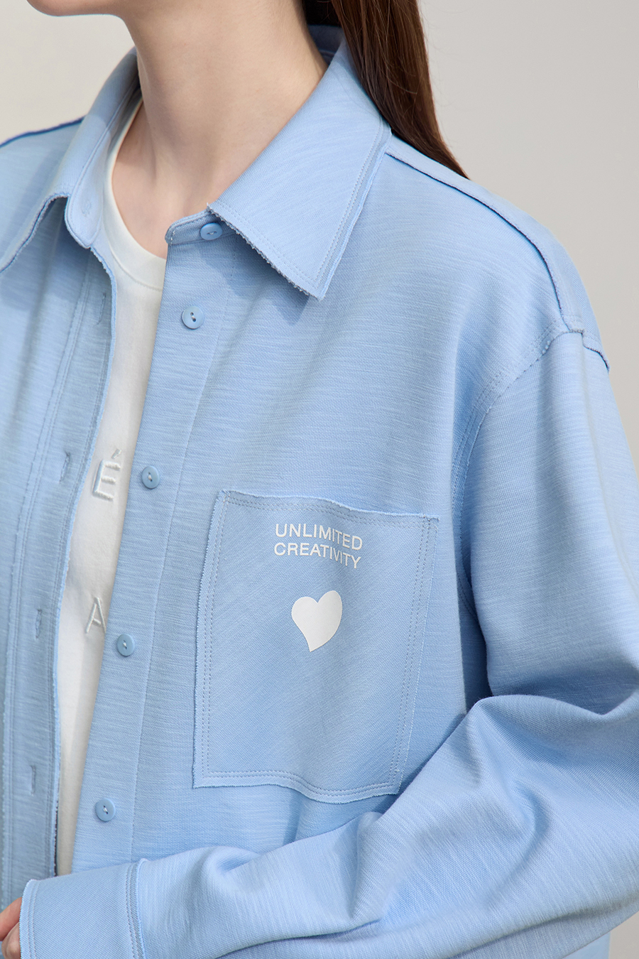 Heart Printed Drop-shoulder Shirt