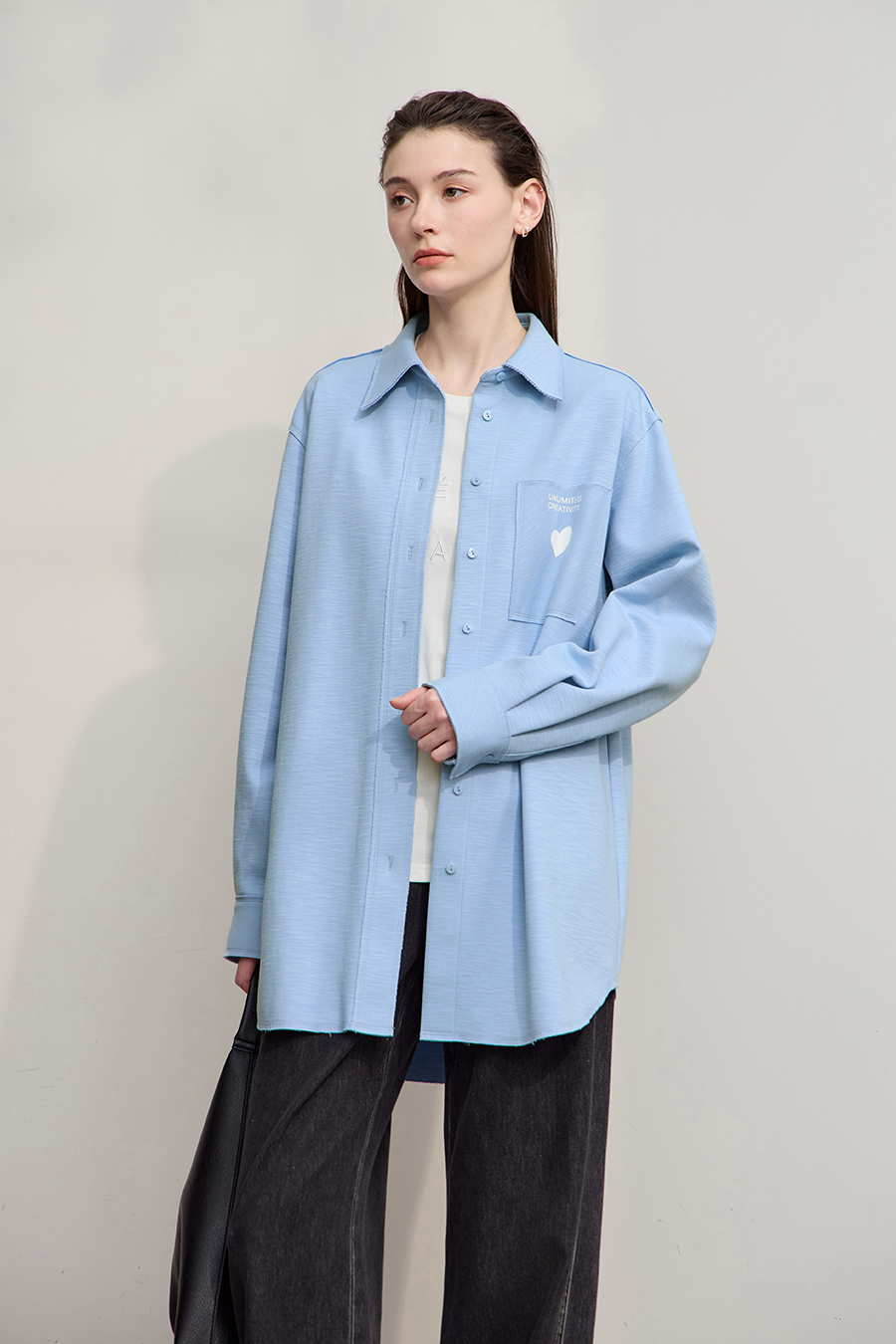 Heart Printed Drop-shoulder Shirt