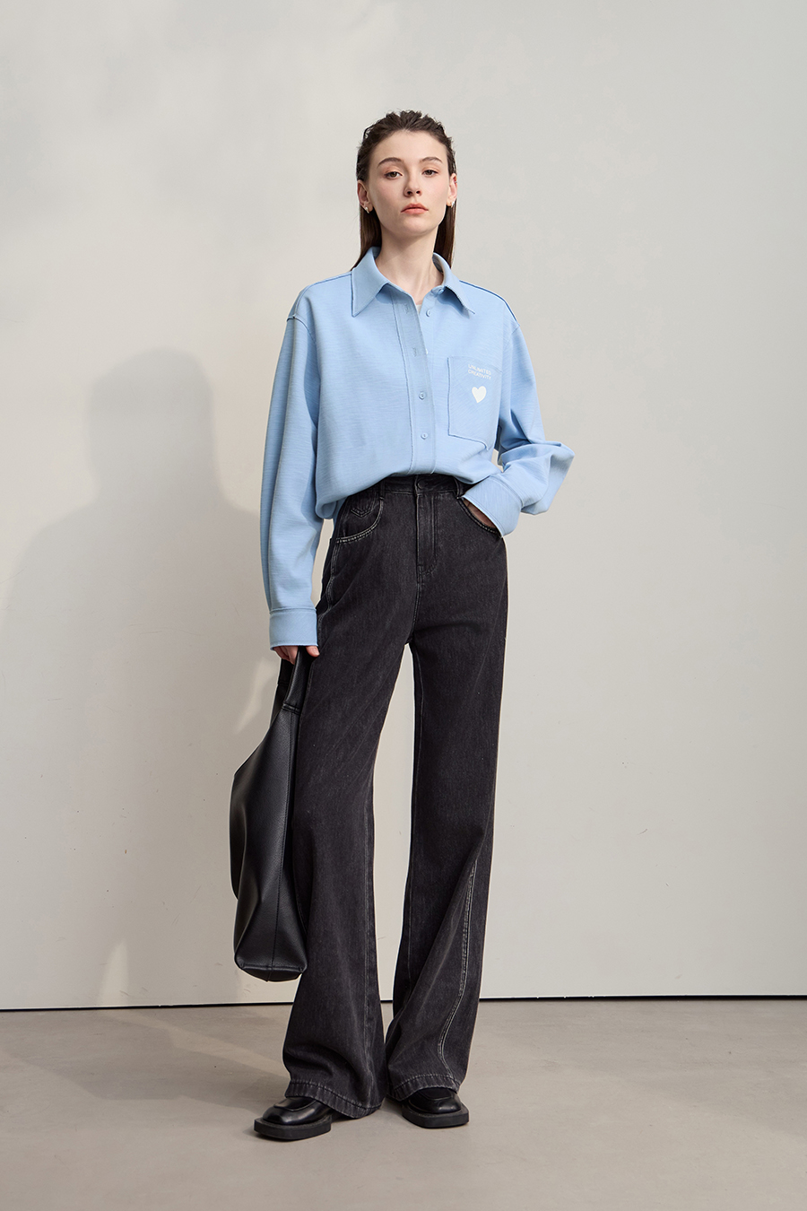 Heart Printed Drop-shoulder Shirt