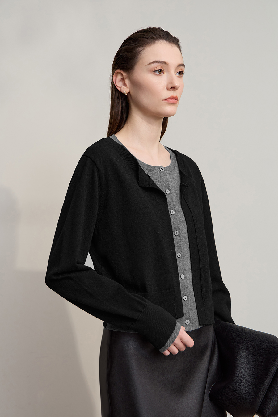 Fake Two-piece Knit Cardigan