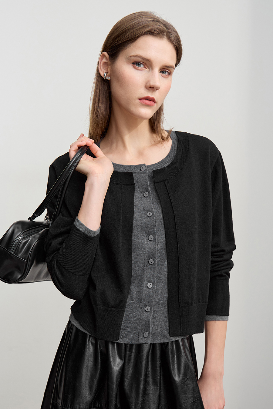 Fake Two-piece Knit Cardigan