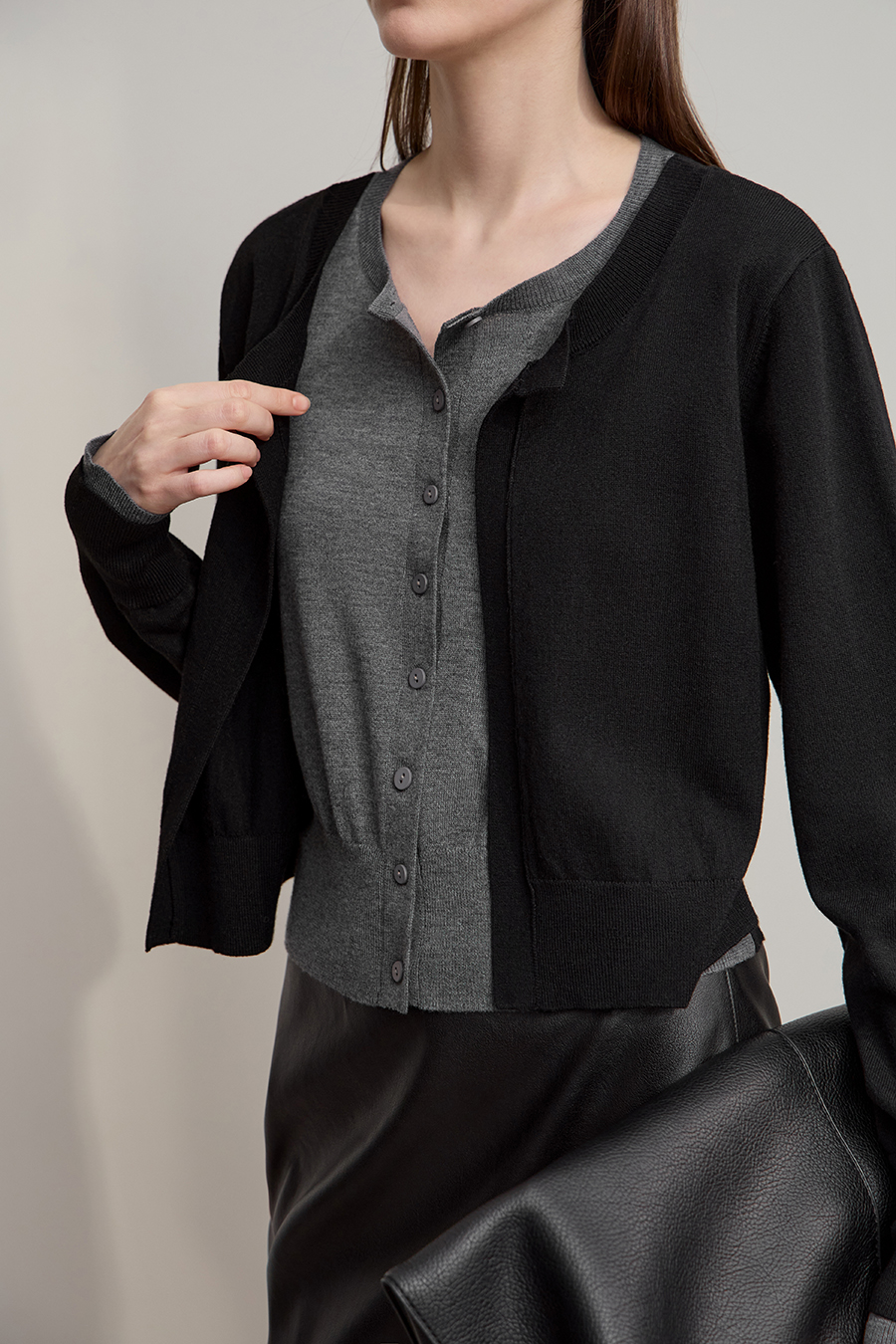 Fake Two-piece Knit Cardigan