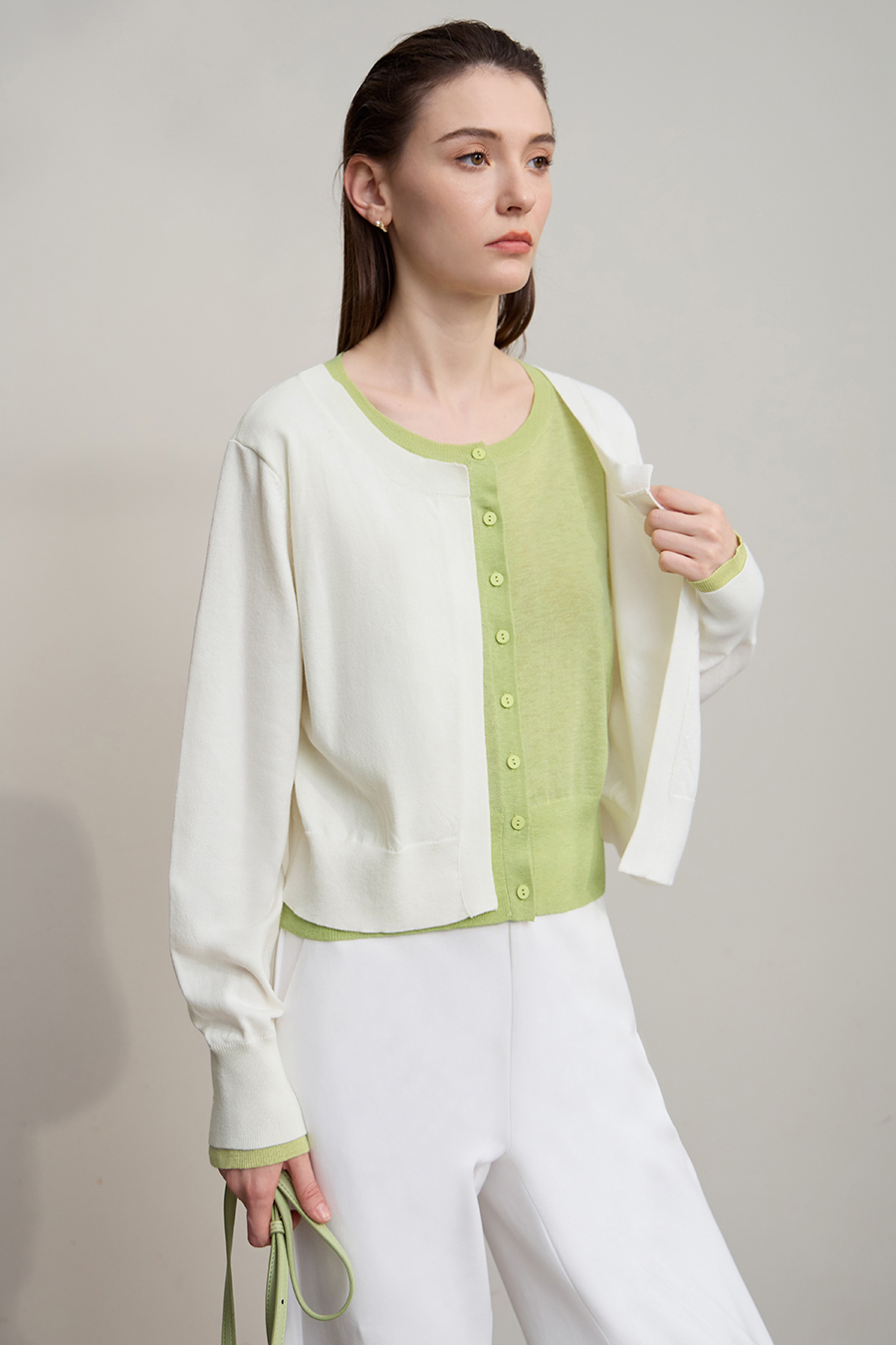 Fake Two-piece Knit Cardigan