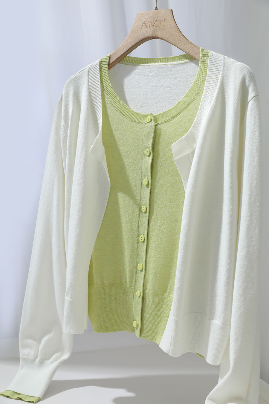 Fake Two-piece Knit Cardigan