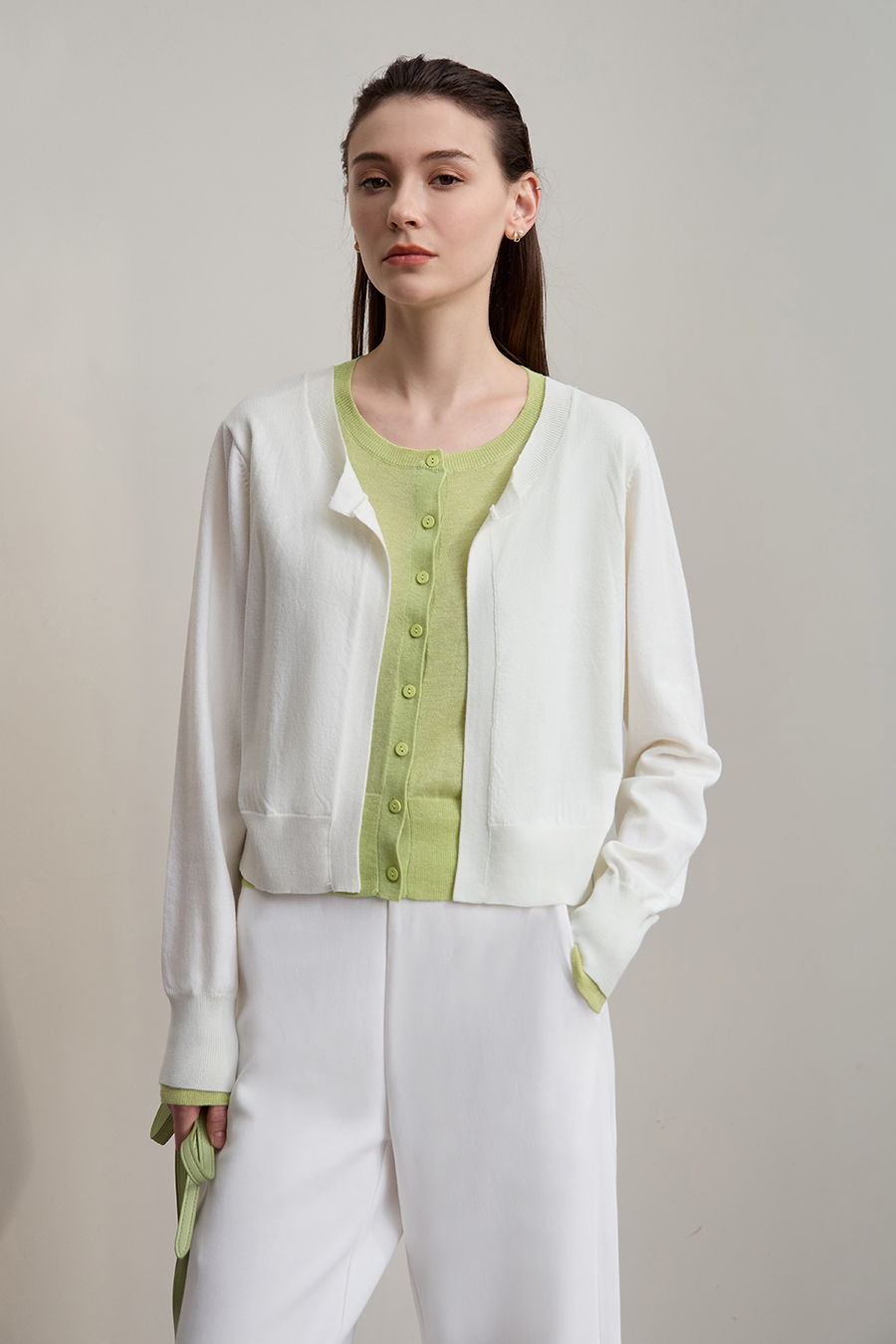 Fake Two-piece Knit Cardigan