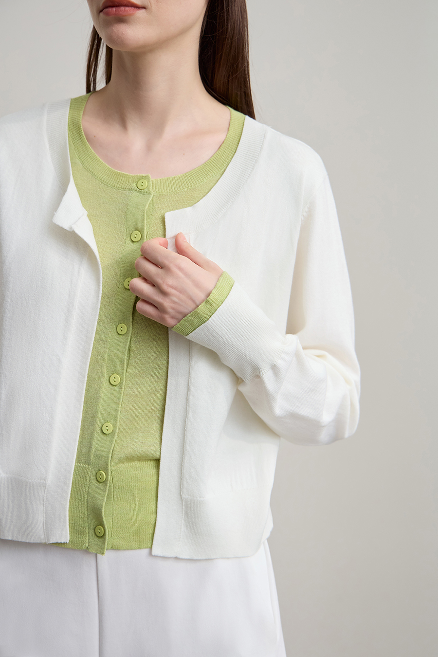 Fake Two-piece Knit Cardigan