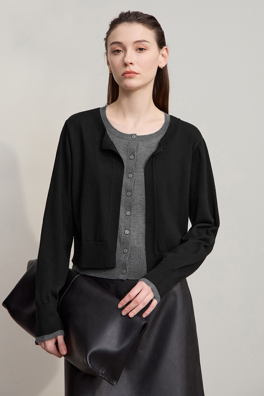 Fake Two-piece Knit Cardigan