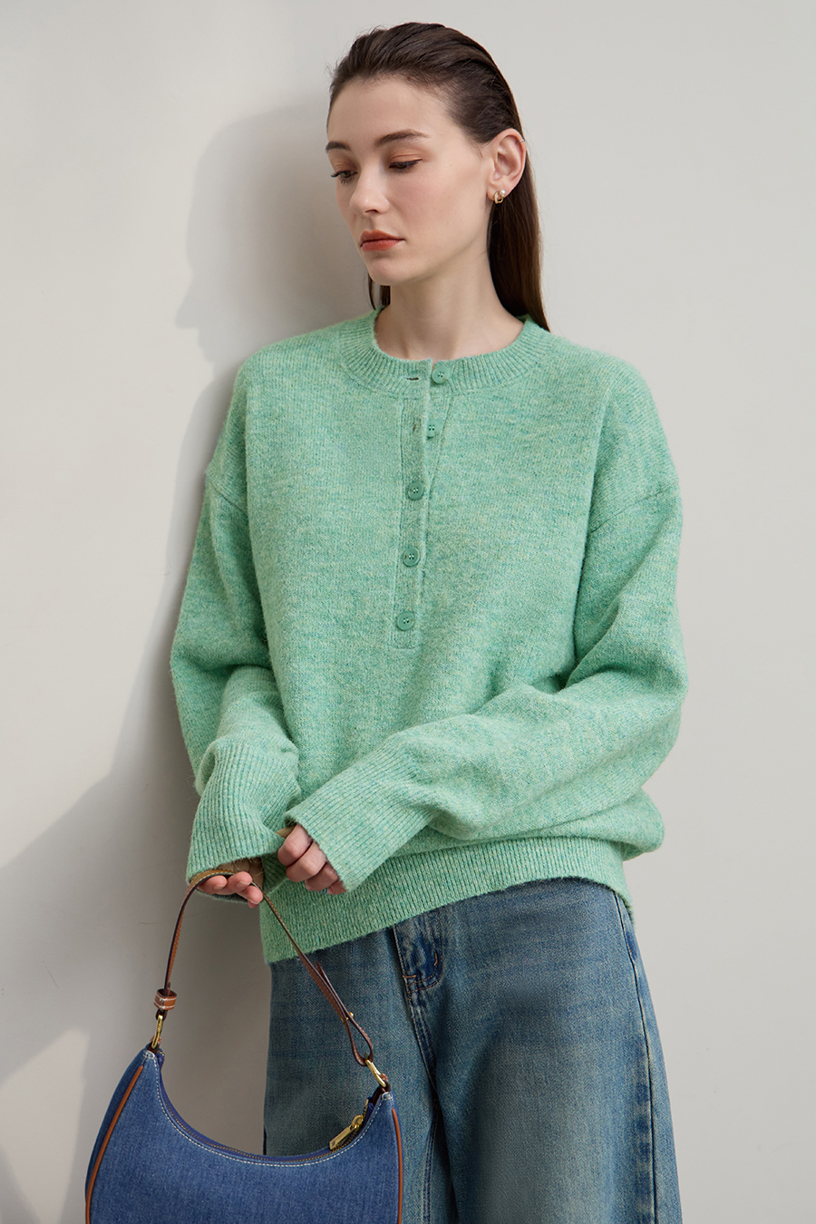 Loose Drop Shoulder Long Sleeve Sweater|AMII-AMII.com