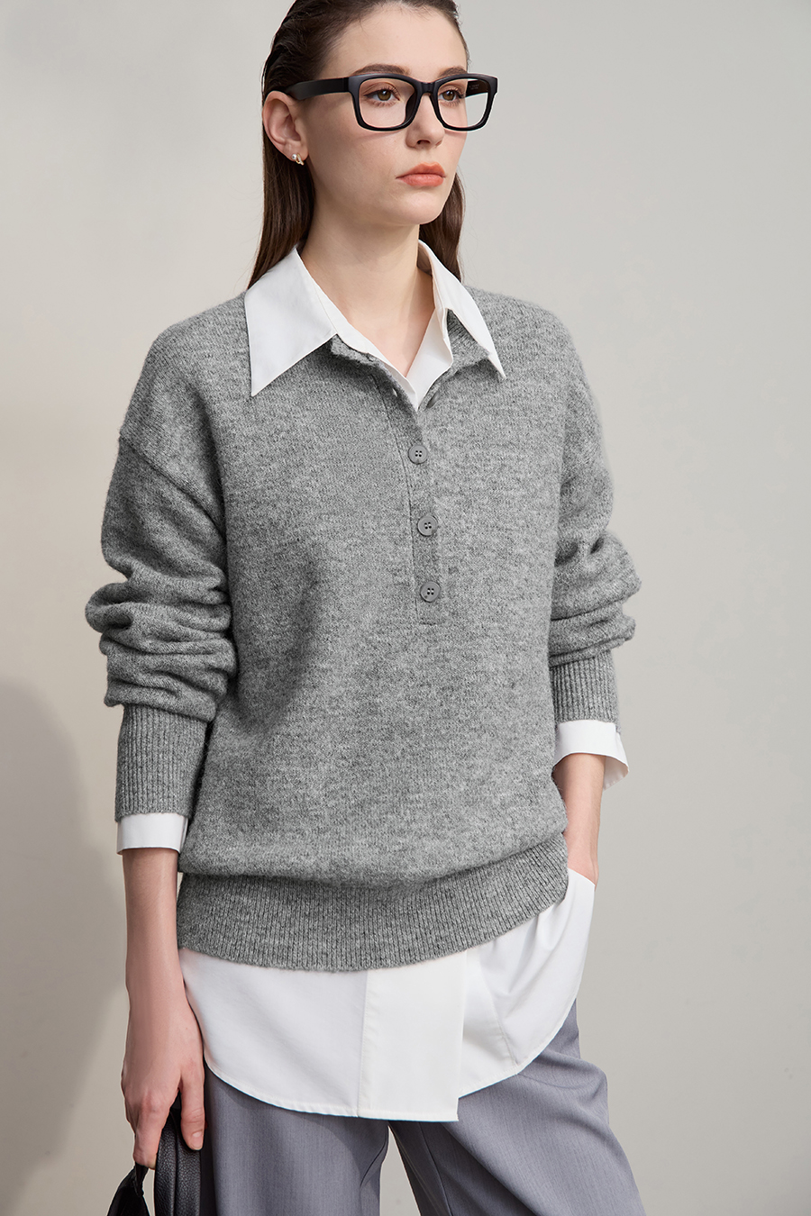 Loose Drop Shoulder Long Sleeve Sweater|AMII-AMII.com